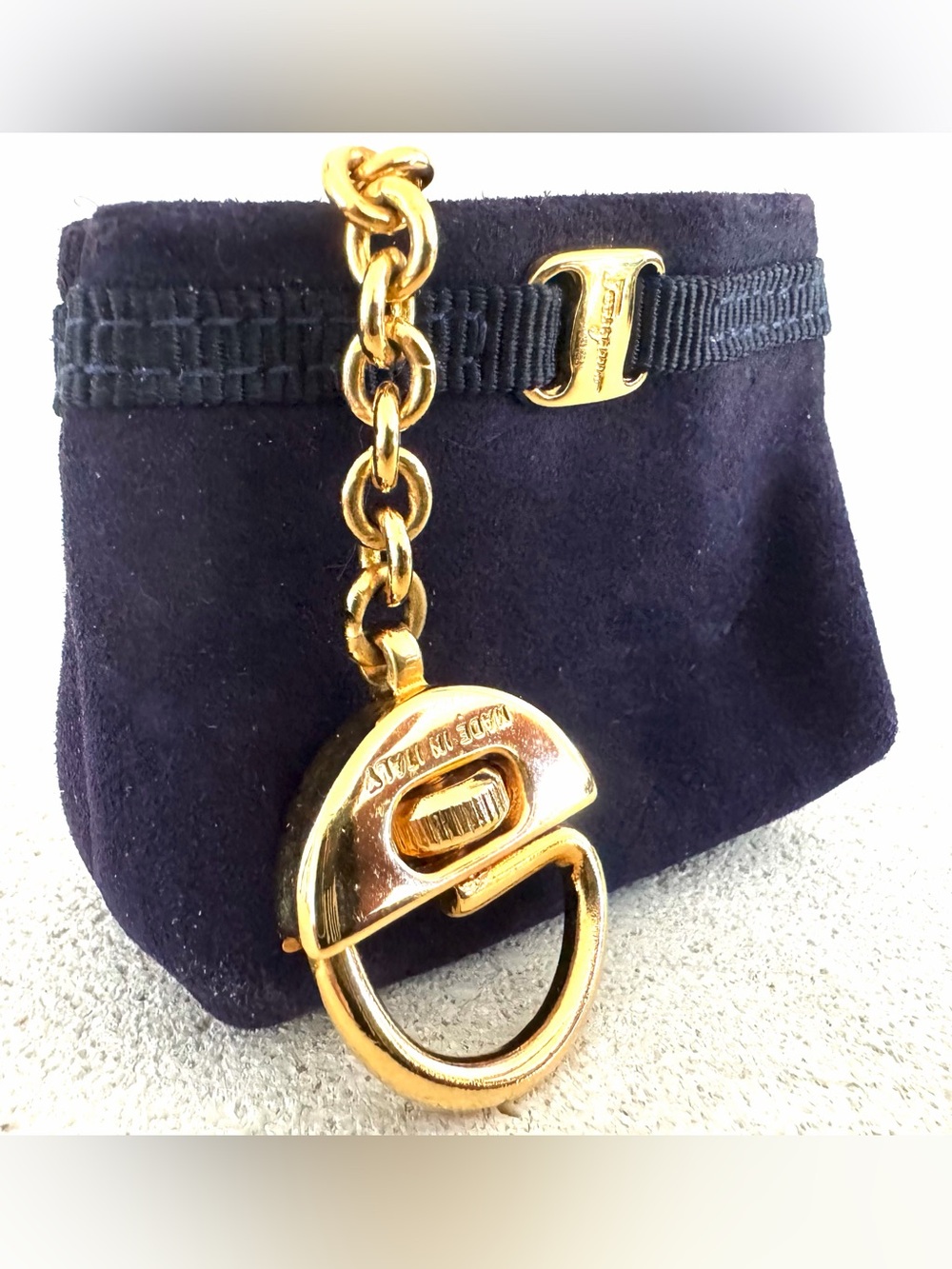 SALVATORE FERRAGAMO Gancini Suede Mini Coin Purse Key Pouch Italy